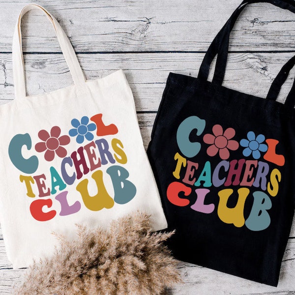 Teachers Tote Bag, New Teacher Gift, Matching Cool Teacher Bag, Groovy Teacher Tote Bag,Back to School Gift,Aesthetic Teacher Club Tote Bag