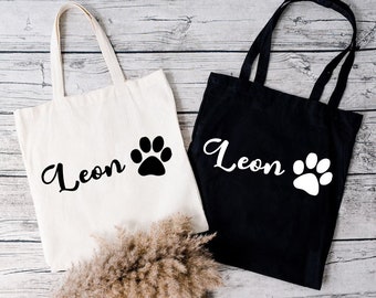 Custom Dog Tote Bag,Personalised Dog Name Bag,Gift for Dog Mom,Dog Lovers Gift,Paw Print Tote Bag,Shopping Bag,Reusable Tote Bag,Pet Bag