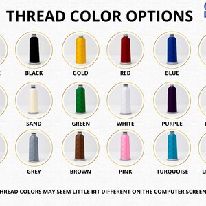 Puede incluir: Una tabla que muestra 18 colores de hilo diferentes para bordar. Los colores est&aacute;n dispuestos en tres filas de seis colores cada una. Los colores incluyen naranja, negro, dorado, rojo, azul, amarillo, arena, verde, blanco, morado, gris claro, rosa, gris, marr&oacute;n, turquesa y azul claro.