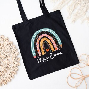 Personalized Teacher Tote Bag, Boho Rainbow Teacher Gift - Etsy