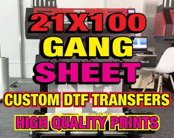 DTF Transfers,  Custom Gang Sheet, 21 x 100 Direct To Film Transfer,Personalized DTF Transfers Ready For Press,Heat Transfer,Bulk Dtf Prints