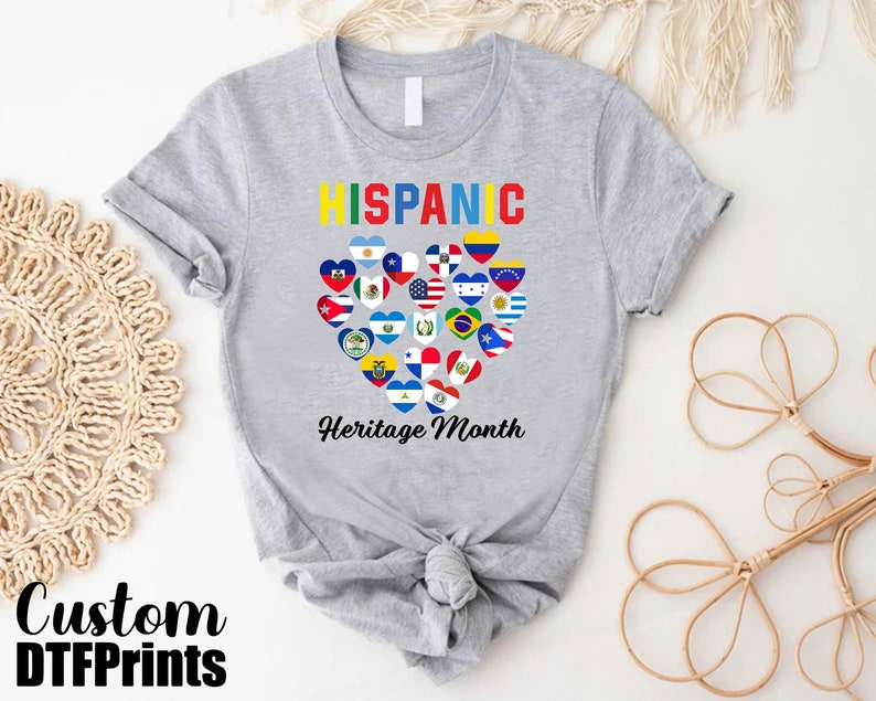 a t - shirt with the words hispanic heritage month on it