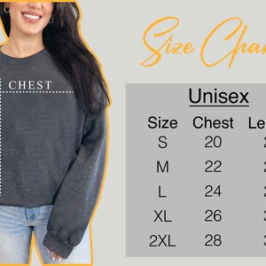 a women's size chart for a sweatshirt