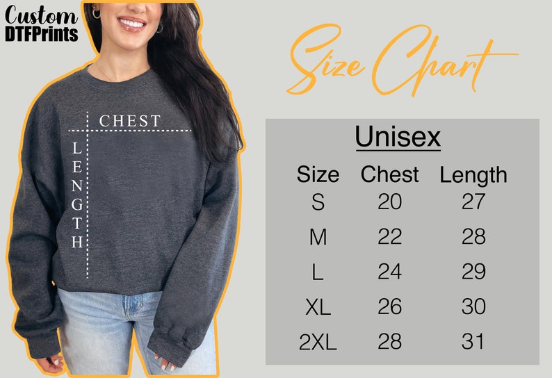 a women's size chart for a sweatshirt