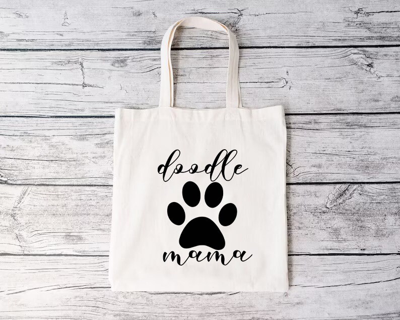 SAUIVD Doodle Mama Cute Canvas Tote Bag - Reusable Grocery Shopping Bag, Eco-Friendly