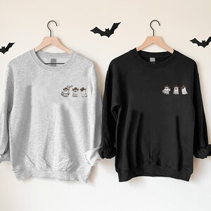 Embroidered Cowboy Ghosts Sweatshirt, Embroidery Halloween Sweater, Embroidered Western Spooky Ghost Sweater, Spooky Season Gift Sweatshirt zdjęcie 4