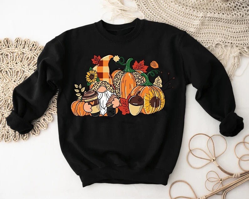 Pumpkin Sweatshirt, Gnomes Sweatshirt, Fall Season Sweatshirt, Funny Thanksgiving Sweatshirt, Thankful Sweatshirt, Fall Vibes Sweatshirt