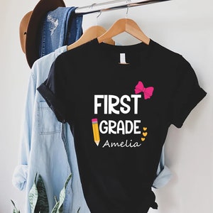 Hello First Grade Teacher Shirt - Women's Graphic Tee, Teaching Gift, Pink Medium - View #6