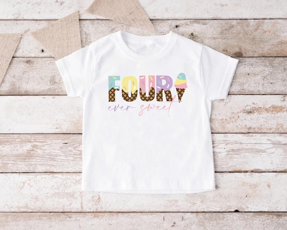 Ice Cream Birthday Shirt, Ice Cream Birthday Party, Fourth Birthday Shirt,Four Ever Sweet Ice Cream Shirt, 4th Birthday Gift,Girls Birthday
