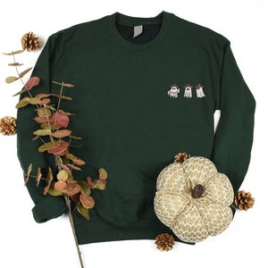 Embroidered Cowboy Ghosts Sweatshirt, Embroidery Halloween Sweater, Embroidered Western Spooky Ghost Sweater, Spooky Season Gift Sweatshirt zdjęcie 3