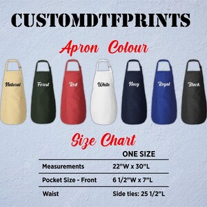 a group of aprons with the words aprons printed on them
