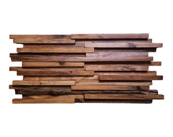 Alder, Oak and Walnut Reclaimed Wall Panel. Decorative Wooden Tiles. HardWood Wall Decor. Handmade 3D Wood Tiles.