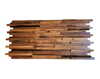 36" by 16" Alder Walnut Oak Wall Panel. Decorative Wooden Tiles. Reclaimed Wood Wall Decor. Handmade 3D Wood Tiles.