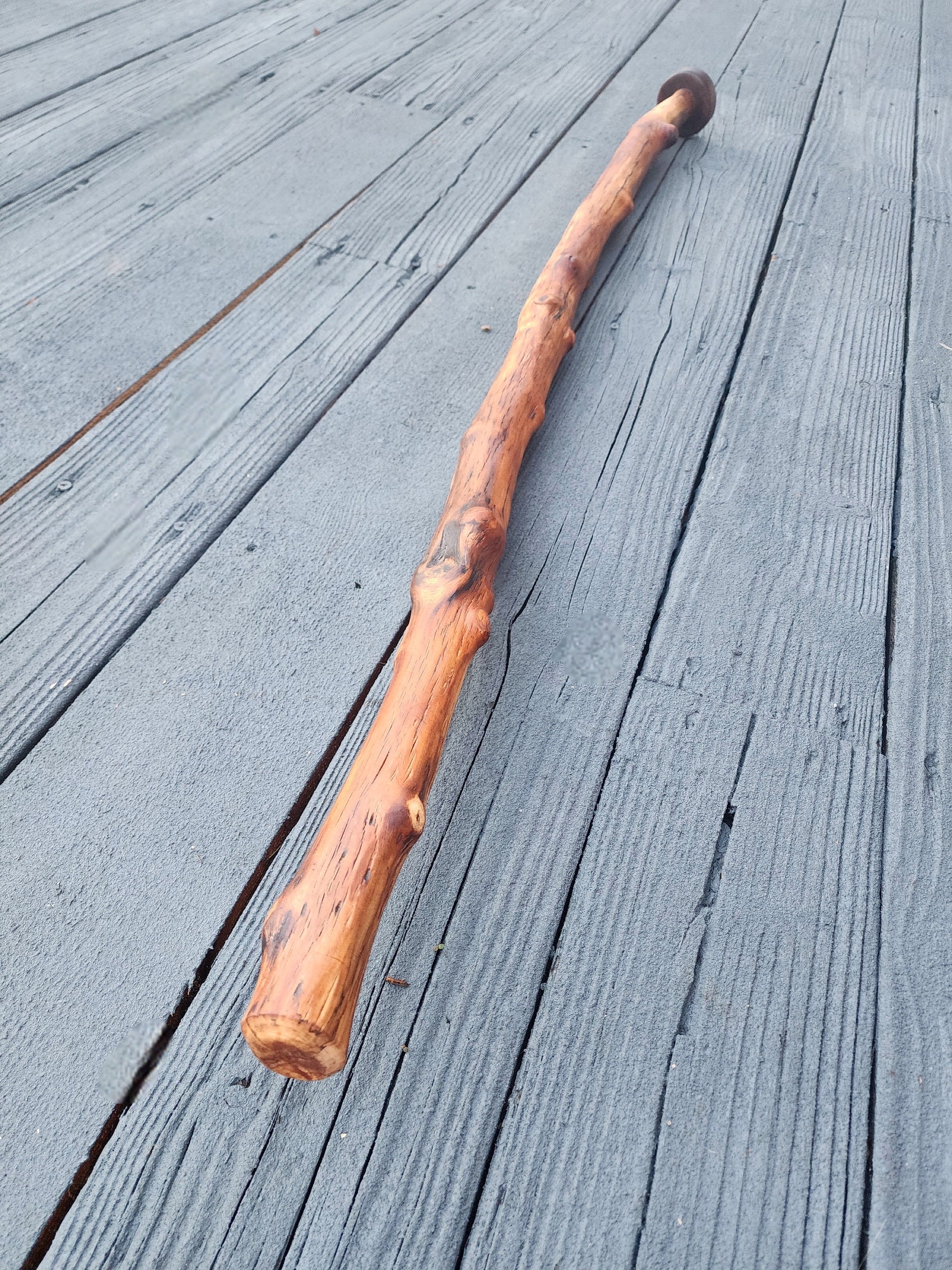 Alder and Walnut Handmade Crooked Walking Stick. Rustic