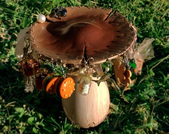 Hand-Sculpted Mushroom Jewelry Stand, Earring Holder, Incense Holder, Cottagecore Decor