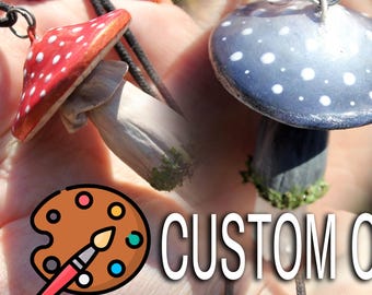Customizable Quartz Mushroom Necklace: Whimsical Handmade Nature Jewelry