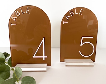 Arched Modern Table Number - Wedding Table Number Sign Arched - Modern and Stylish Sign - Acrylic Arch Table Number