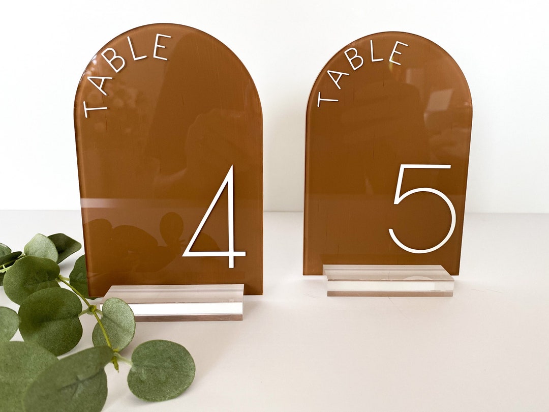Arched Modern Table Number Wedding Table Number Sign Arched Modern and Stylish Sign Acrylic Arch