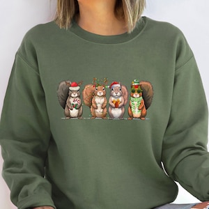 Christmas Squirrel Lights Sweatshirt, Christmas Sweater, Funny Christmas Sweatshirt, Holiday Crewneck, Christmas Gift Sweatshirt,Xmas Lights