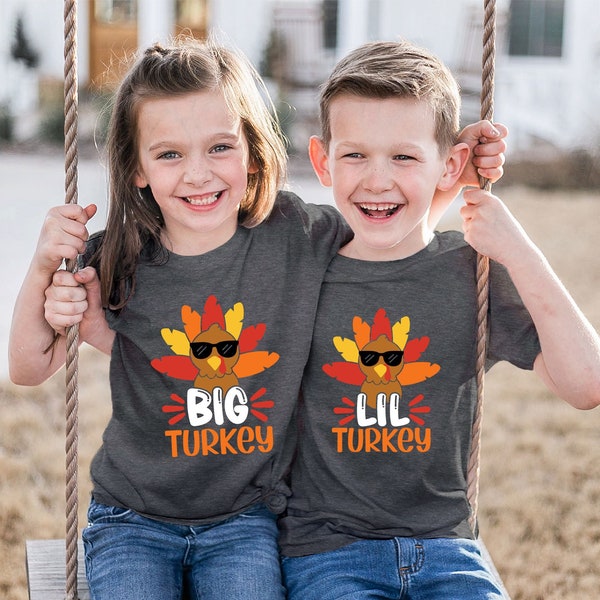 Big Turkey Shirt, Lil Turkey Shirt, Thanksgiving Family Matching Shirts, Matching Thankful Shirt, Turkey Shirt, Siblings Shirt, Thankful Tee