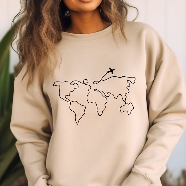 Travel Sweatshirt, World Map Sweater, Adventure Sweatshirt, Road Trip Sweatshirt, Wanderlust Sweatshirt, Gift For Traveler,Airplane Mode Tee