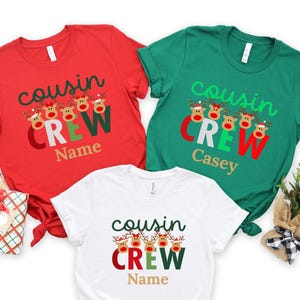 Personalized Christmas Cousin Crew T-Shirt: Funny Reindeer Family Matching Shirts