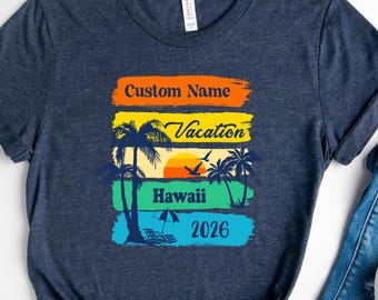 Chemise de vacances personnalisée en famille à Hawaï : t-shirt d'été assorti