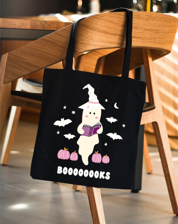 Books Tote Bag, Ghost Tote Bag, Halloween Ghost To