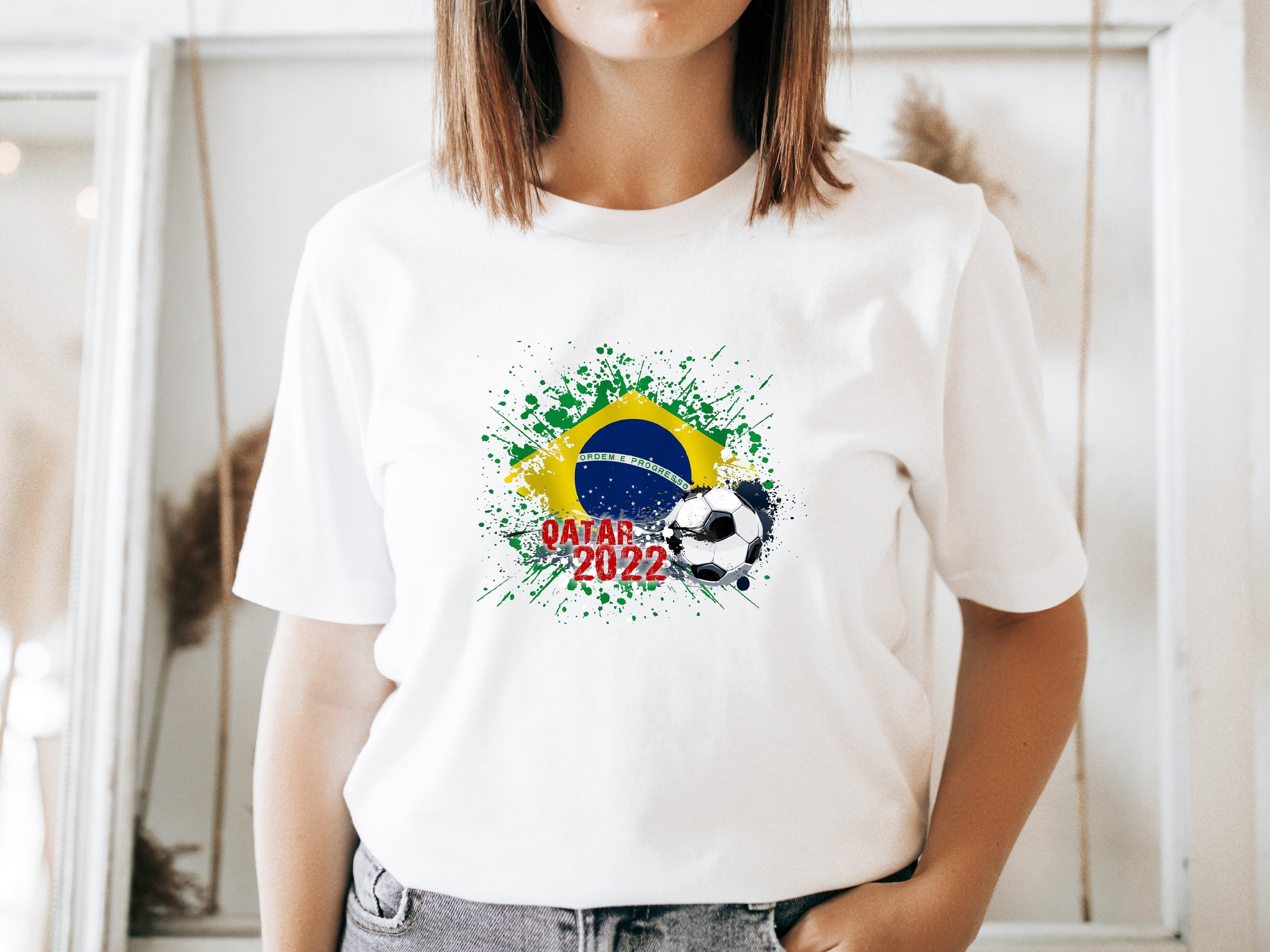 Discover Maglietta T-Shirt Brasile Calcio Uomo Donna Bambini 2022 Qatar World Cup Coppa Del Mondo