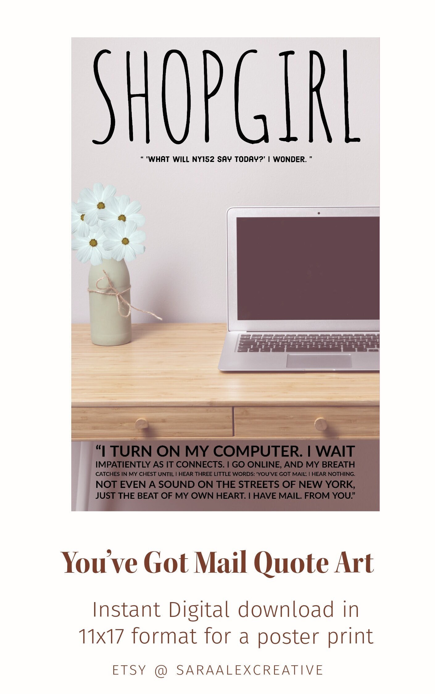 You've Got Mail Movie Quote Poster- Digital Print, image size:1410x2250