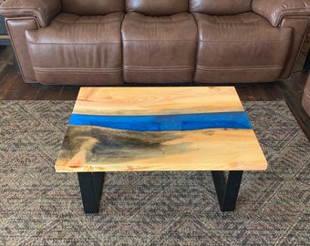 Blue pine epoxy river coffee table