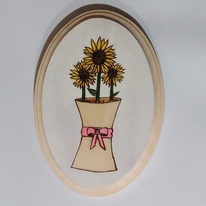 Handmade Sunflower Woodburn