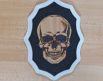 Textured Skull Woodburn Wall Decor