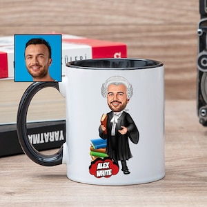 Male Judge Coffee Mug with Caricature from Photo, Funny Judge Gift for Men with Cartoon,  Future Judge Graduation Gift, New Judge Gift Ideas