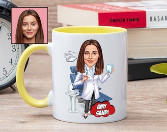 Dentist Coffee Mug with Caricature from Photo, Funny Dentist Gift for Women, Custom Female Dentist Gift, Future Female Dentist Gift Ideas