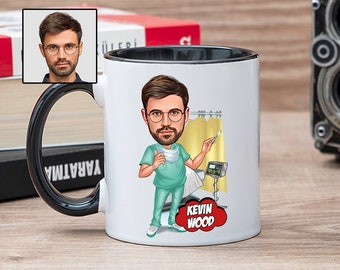 Doctor Coffee Mug with Caricature from Photo, Funny Doctor Gift for Men, Custom Male Doctor Gift, Future Male Doctor Gift, Medical Student