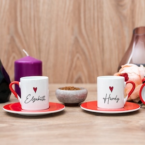 Personalized Espresso Cup Set of 2, Custom Turkish Coffee Set of 2, Red Espresso Cup Set, Arabic Turkish Greek Coffee Cup Set of Two