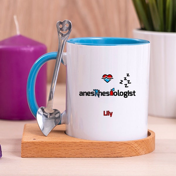 Custom Anesthesiologist Gift for Women / Men, Best Anesthesiologist Mug with Wooden Base and Spoon, Anesthesiologist Graduation Gift