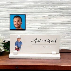 Engineer Name Plate for Desk, Male Engineer Gifts for Men, Funny Engineer Gift Ideas, Engineer Desk Plaque, Engineer Cartoon Desk Sign