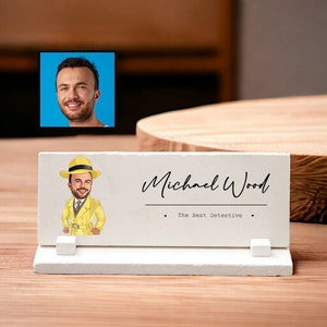 Detective Nameplate, Funny Detective Gifts for Men, Detective Desk Sign, Detective Cartoon, Detective Caricature Desk Decor, Detective Stuff