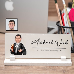 Lawyer Nameplate, Funny Lawyer Gifts for Men, Lawyer Desk Sign, Lawyer Cartoon Gift, Lawyer Caricature Desk Decor, Lawyer Office Desk Plaque