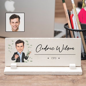 Cfo Desk Name Sign, Chief Financial Officer Desk Name Plate, New Cfo Gift for Men, Cfo Desk Name Plaque, Cfo Caricature Gift from Photo