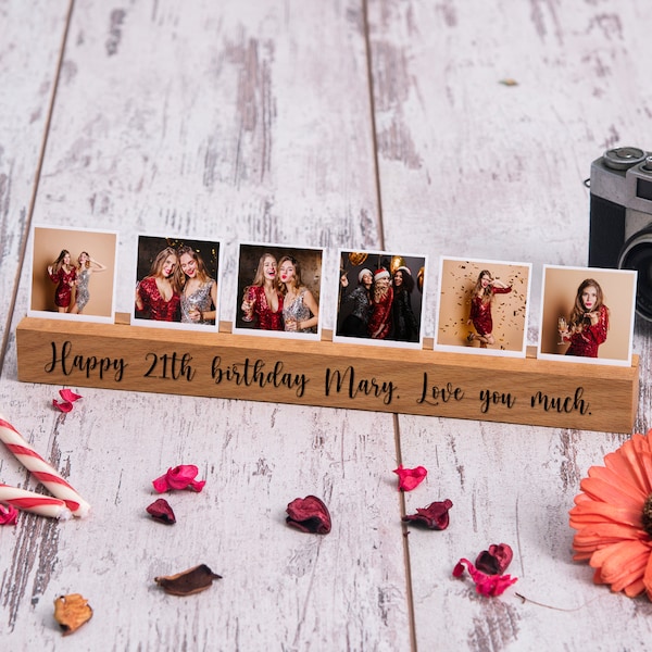 21st Birthday Gift for Her / Him, Twenty first Birthday Gift Engraved Wooden Photo Display Frame, 21st Birthday Girl / Son / Boy