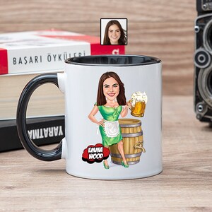 Custom Bartender Cartoon Coffee Mug, Woman Bartender Tea Cup, Gift for Bartender, Funny Barkeeper Mug with Caricature from Photo