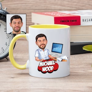 Data Analyst Mug with Caricature from Photo, Funny Data Analyst Gift for Men, Data Analyst Cartoon Mug, New Data Analyst Gift Ideas