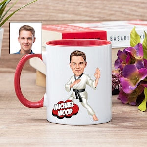 Taekwondo Mug with Cartoon, Taekwondo Gift Idea, Taekwondo Teacher Gift, Taekwondo Thank You, Taekwondo Appreciation, Taekwondo Instructor