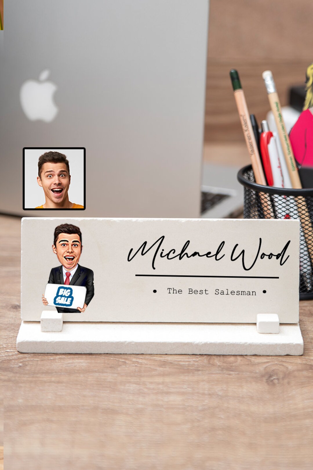 Salesman Desk Name Plate, Funny Salesman Name Sign, Custom Salesman
