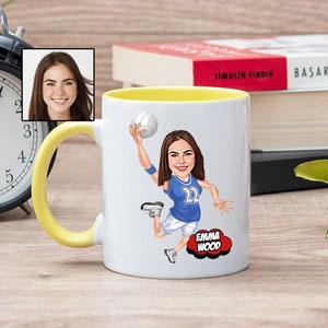 Volleyball Cartoon Mug, Funny Volleyball Player Gifts for Women, Volleyball Lover, Volleyball Mom, Volleyball Tea Cup, Volleyball Caricature
