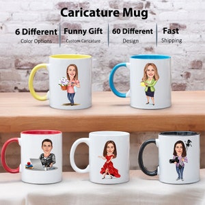 Aangepaste cartoonmok van foto, grappige mok voor vrouwen, karikatuur koffiemok, grappig cadeau voor haar - moeder - zus - vriendin - oma, kopje thee