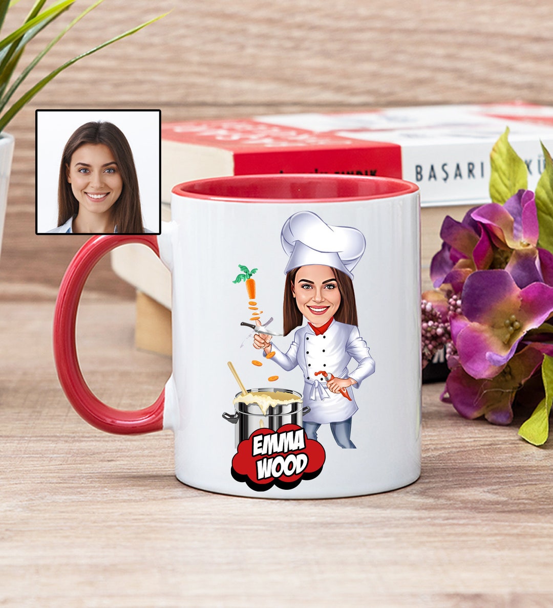 Chef Coffee Mug With Cartoon From Photo, Chef Gifts for Women, Chef ...